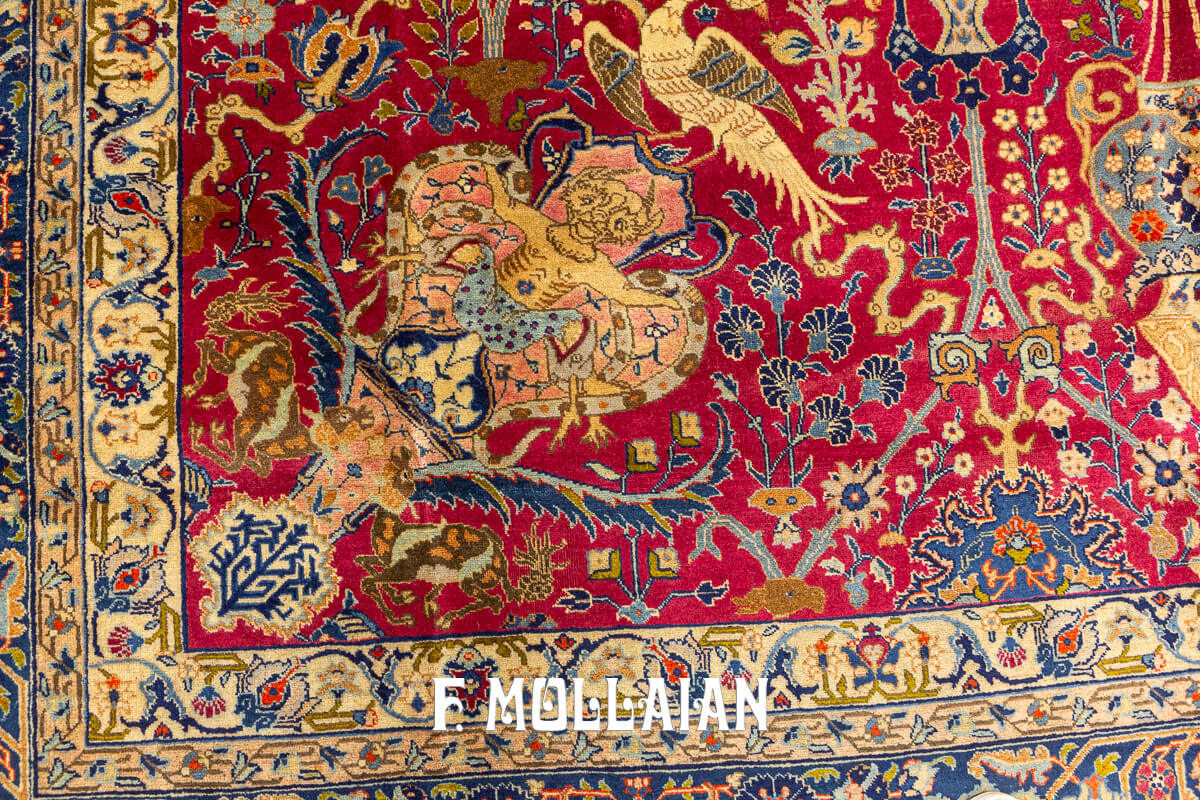 Tabriz Rug Lion Design Crown of King n°:436685